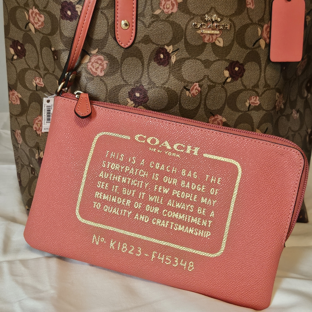 Coach Floral Tote - Brown and Pink - Picture 5 of 15
